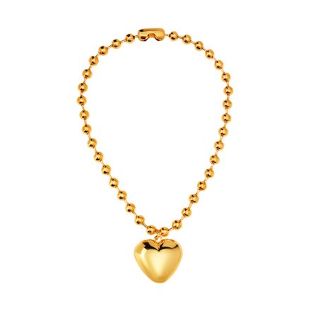 FREE FORM Колье Big Heart Necklace With Beads - Gold