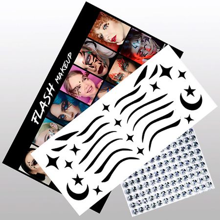 Наклейки для лица VLASOVA JULIA Наклейки для макияжа стрелки стразы звездочки луны черный 1701