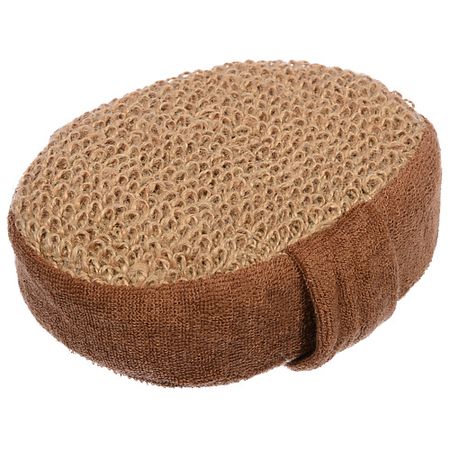 Мочалка БАННЫЕ ШТУЧКИ Мочалка из рами, объемная, овальная с хлопком, 10х15х5 см, medium