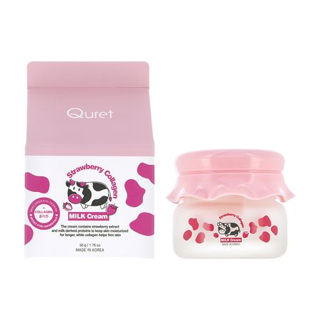 Крем для лица QURET с экстрактом клубники и коллагеном 50 гр