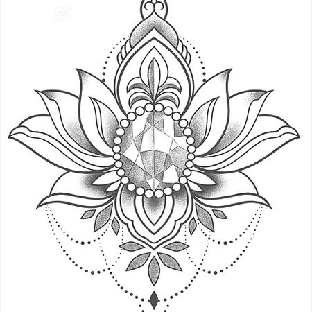 Наклейки для тела PRINT FACTORY Временная переводная татуировка под грудь - Лотос