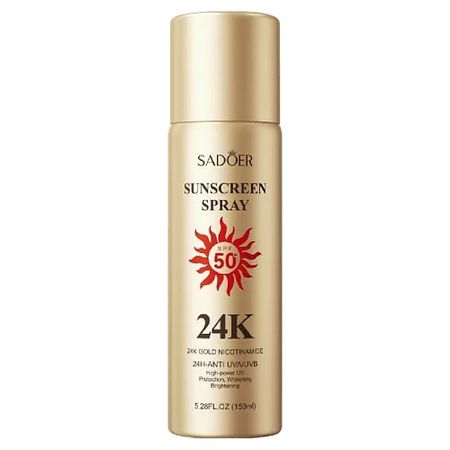 Спрей для лица SADOER Спрей для лица и тела с золотом 24 карата и ниацинамидом SPF50 PA+++