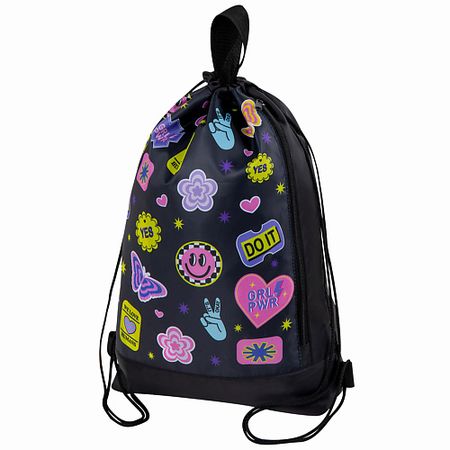 Сумка-мешок для сменной обуви ЮНЛАНДИЯ Мешок для обуви с ручками, боковой карман на молнии Patches