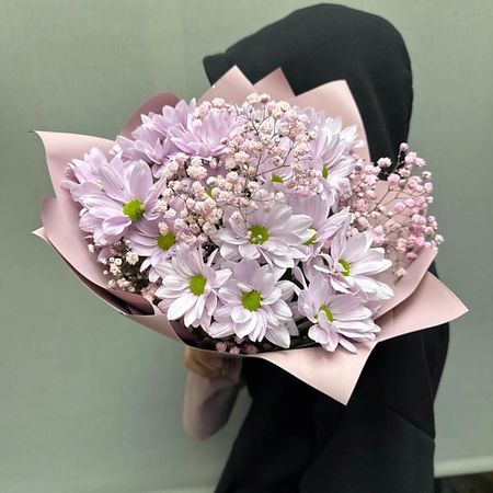 Букет живых цветов PARTY DAY Хризантема кустовая с гипсофилой для творчества картина по номерам after party панно аниме 30х50 см