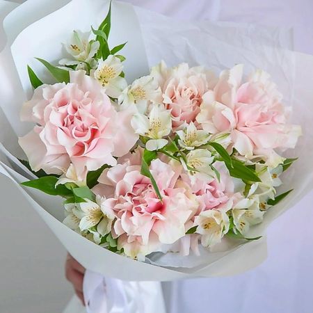 Букет живых цветов SORRYCH Букет из французской розы и альстромерии