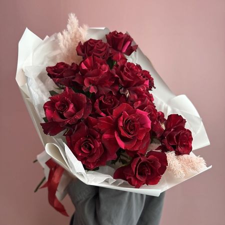 Букет живых цветов CVETAEVA TOMSK.RU Букет из 15 красных французских роз 