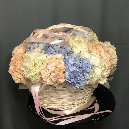 Букет живых цветов ЦВЕТОЧНЫЙ БАР LOFТ Корзина гортензий