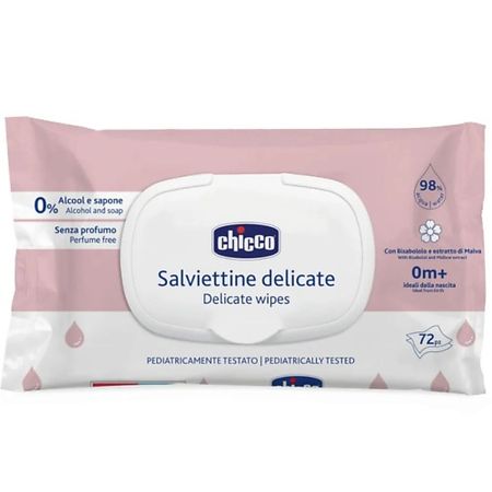 Салфетки для тела CHICCO Салфетки очищающие (без отдушки), 72 шт