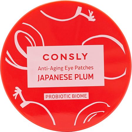 Патчи для глаз CONSLY Омолаживающие гидрогелевые патчи с пробиотиками и экстрактом сливы для зрелой кожи вокруг глаз Anti – Aging Eye Patches Japanese Plum Probiotic Biome