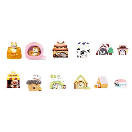 Мягкая игрушка POP MART Фигурка Fish Meow Dessert Bed Collection Whole Set 12 Pcs