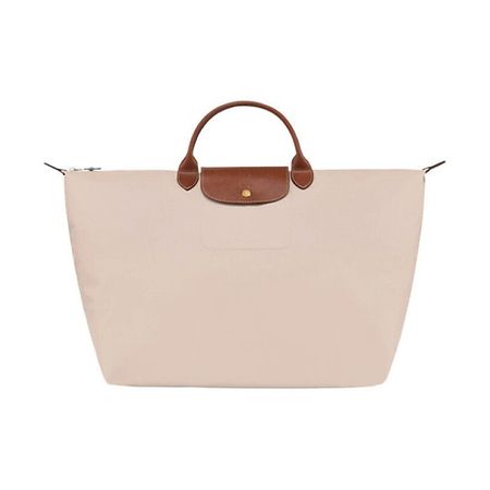 Сумка LONGCHAMP Сумка Le Pliage Canvas With Leather Trim Canvas Bag Large Size Women's Beige