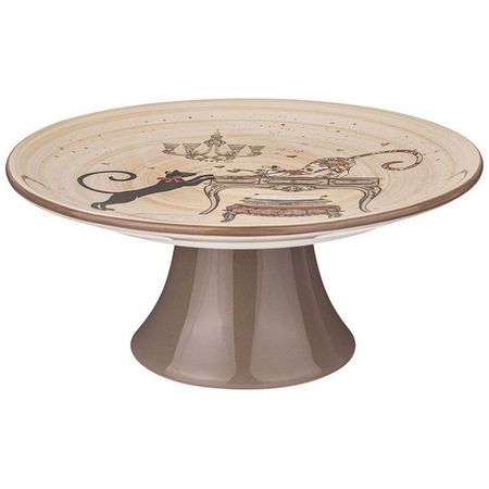 блюдо для торта AGNESS Парижские коты 22х11см на ножке доломит