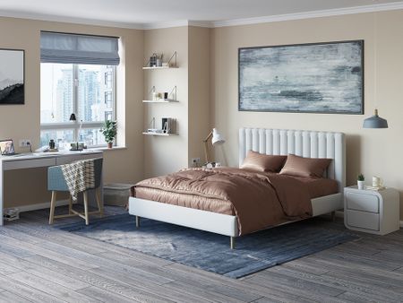 Мягкая Кровать Орматек Madison Lite (Экокожа Серебристый перламутр) 140x190