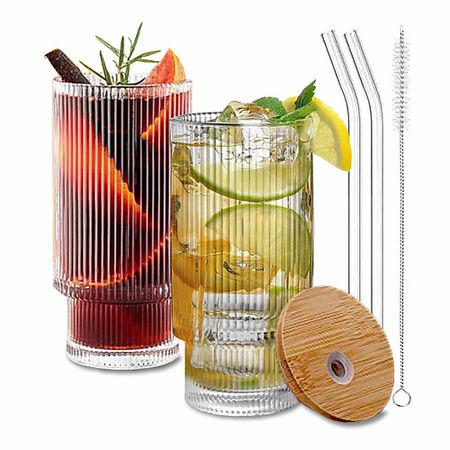 Стакан GIFT'N'HOME Набор стеклянные стаканы с трубочкой 2 шт