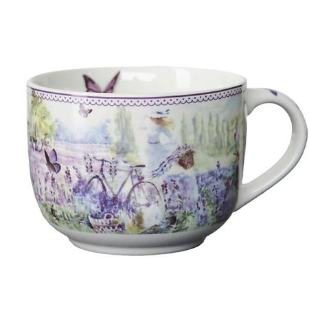 Чашка GIFT'N'HOME Чашка бульонная /Супница /Бульонница Костяной фарфор , коллекция Лаванда