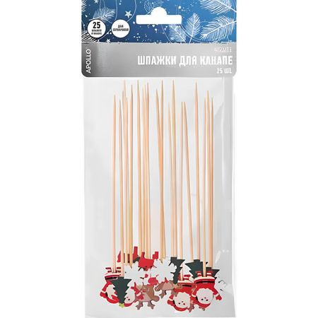 пики для канапе APOLLO Teatro 12см 25шт для канапе бамбук серебро, синий