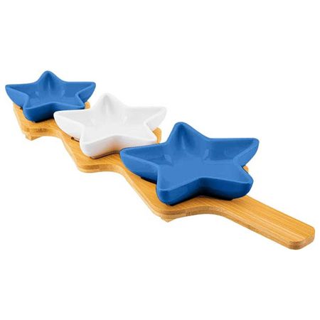 менажница APOLLO Teatro 3 секции на подставке керамика, бамбук