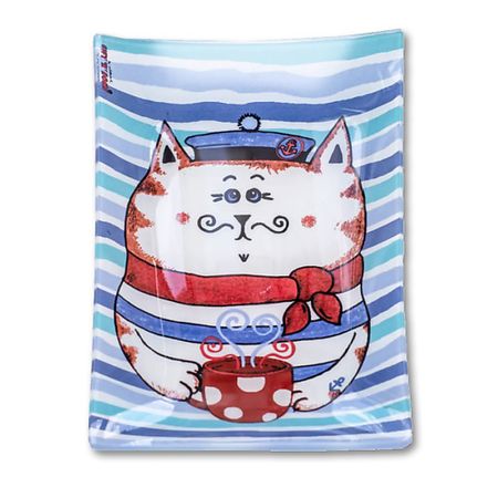 Тарелка GIFT'N'HOME Подарочное блюдце для десерта и закусок Кот Модник