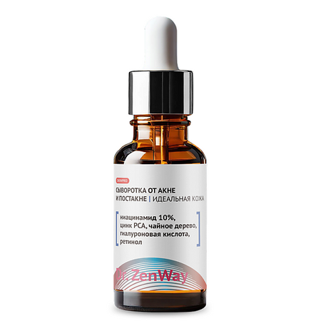 Сыворотка для лица ZENWAY Сыворотка для лица от прыщей с ниацинамидом 10%, цинком PCA и ретинолом Идеальная кожа