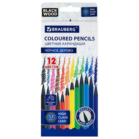 Набор карандашей BRAUBERG Карандаши цветные шестигранные карандаши пастельные 24цв сонет к к зхк