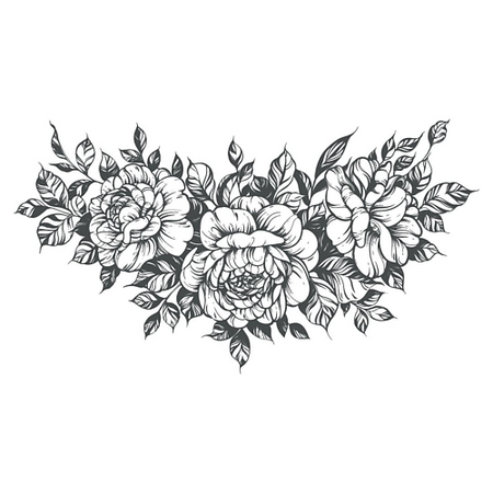 Наклейки для тела PRINT FACTORY Временная татуировка на зону Декольте Пионы