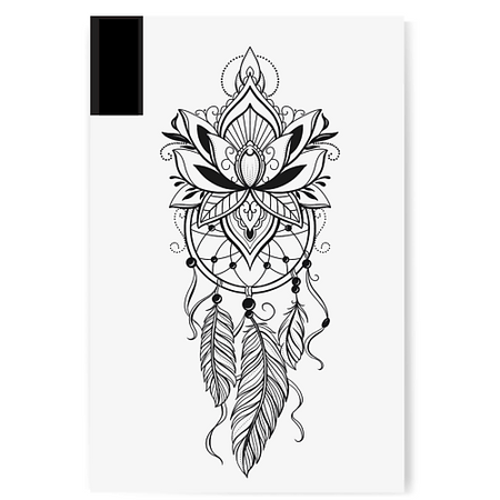 Наклейки для тела PRINT FACTORY Переводная Временная Татуировка Ловец Снов с перьями