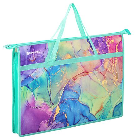 Папка для бумаг BRAUBERG Папка на молнии с ручками Мрамор