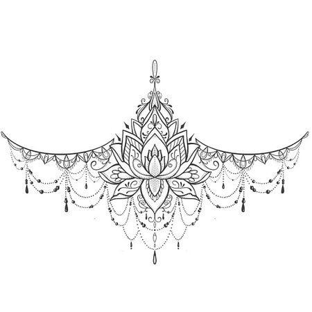 Наклейки для тела PRINT FACTORY Временная Переводная Татуировка Под Грудь Лотос