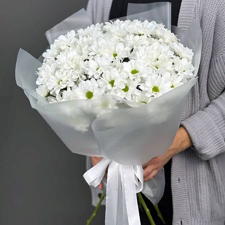 Букет живых цветов 4 СЕЗОНА Монобукет из 9 кустовых хризантем