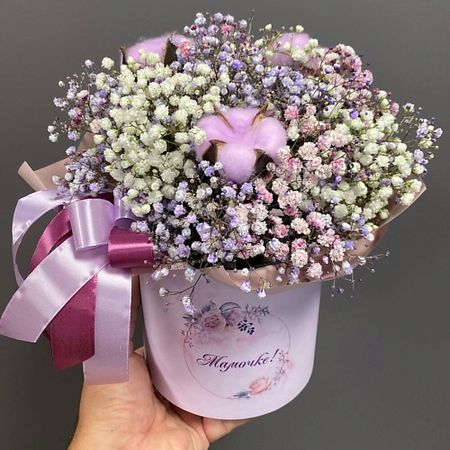 Букет живых цветов ARTISHOK Радужная гипсофила на 8 марта