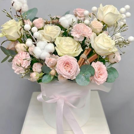 Букет живых цветов ОРАНЖ Теплая композиция в коробке