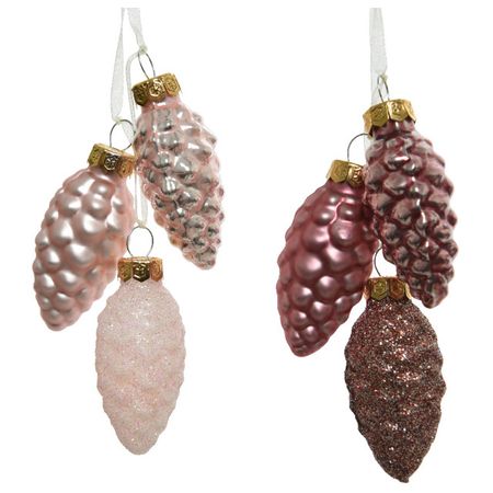 подвеска Шишки 2,5х6см стекло розовый в асс-те