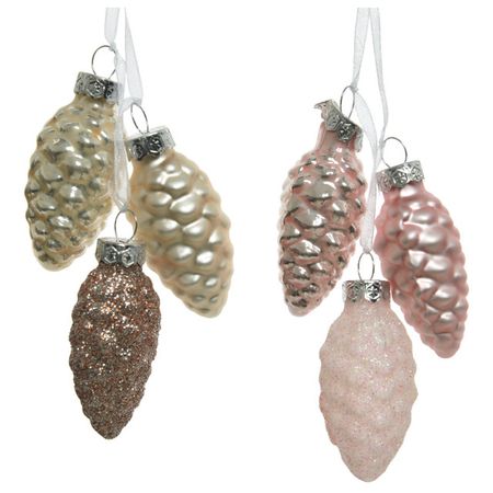 подвеска Шишки 2,5х6см стекло розовый/шампань в асс-те