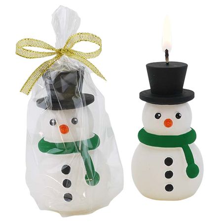 свеча Снеговик белый 9см