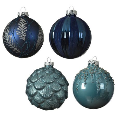 шар 80мм Декоративный стекло синий/голубой в асс-те