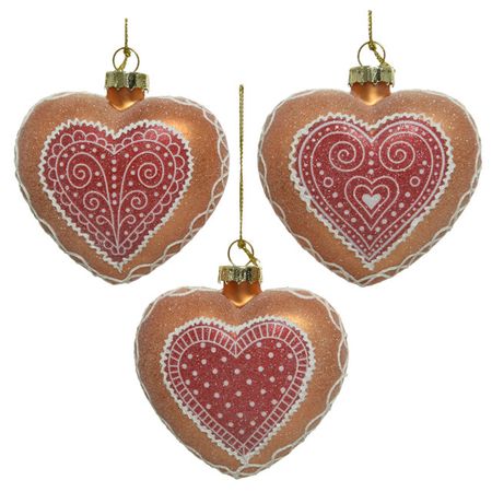 подвеска Пряничное сердце 10см стекло розовый в асс-те