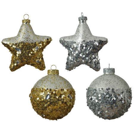 подвеска Звезда/Шар 8см стекло/пайетки в асс-те пайетки ассорти в стекл банке с тэгом s20487492jf
