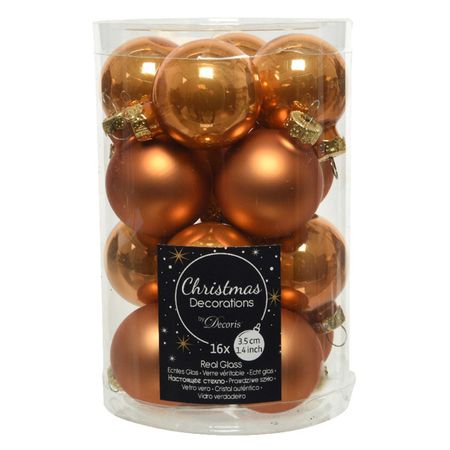 набор шаров 35мм 16шт стекло янтарный