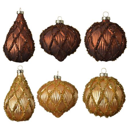 подвеска Новогодняя 8см стекло коричневый/карамельный в асс-те