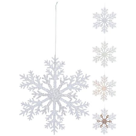 подвеска Снежинка 20см п/в прозрачный перламутровый в асс-те
