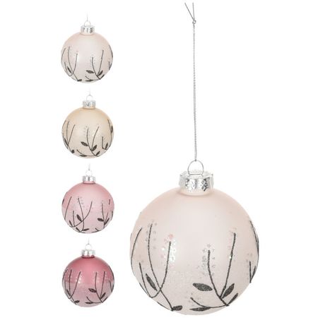 шар 80мм Листья стекло в асс-те