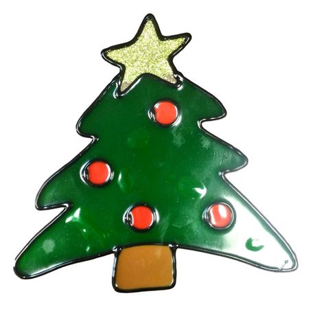 витраж Новогодняя ель 15х15см ПВХ в асс-те