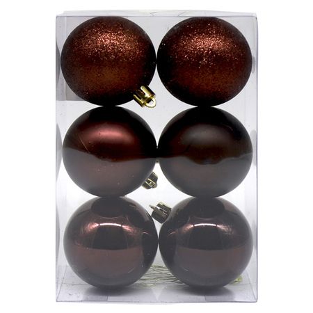 набор шаров 60мм 6шт пластик коричневый микс