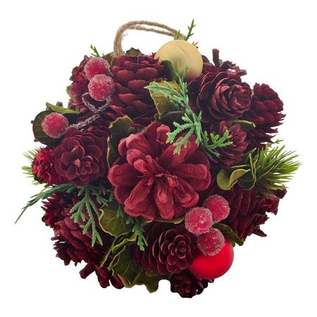 композиция подвесная Шар с декором 17см красный