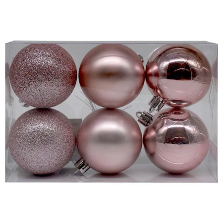 набор шаров 60мм 6шт пластик розовый микс