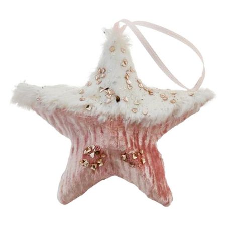 подвеска Звезда 12см текстиль розовый