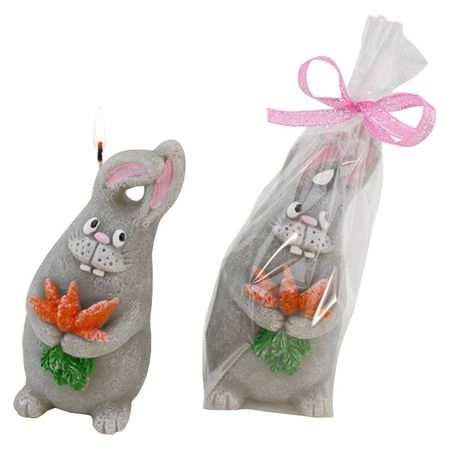 свеча Заяц с букетом 11см