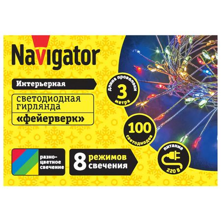 гирлянда NAVIGATOR нить-фейерверк 3м 60 LED мульти свет