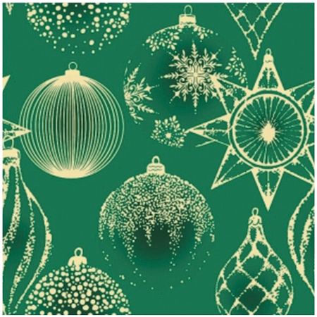 салфетки BOQUET Золотые украшения на зеленом 3-слойные 33х33см 20шт