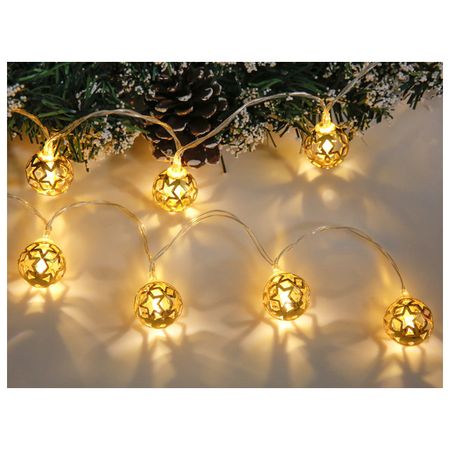 гирлянда MAXIJOY Золотые шарики 1,9м 20LED теплый белый свет